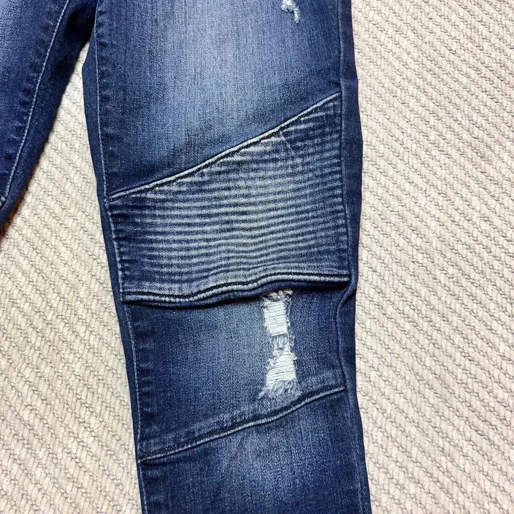 Kancan Womens Blue Distressed Moto Jeans Sz 1/24‎ Rock KC8201SD - Picture 7 of 13